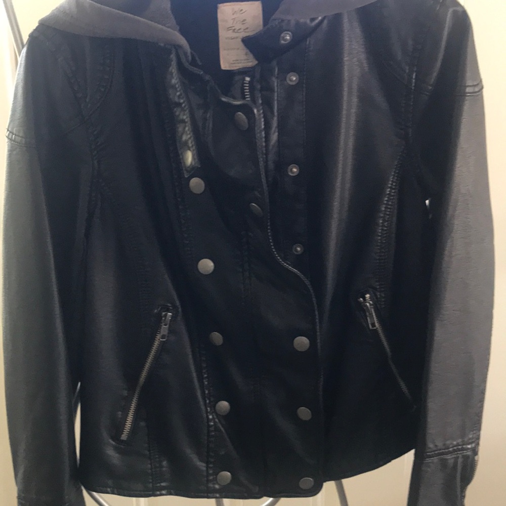 Free people pleather removable hood